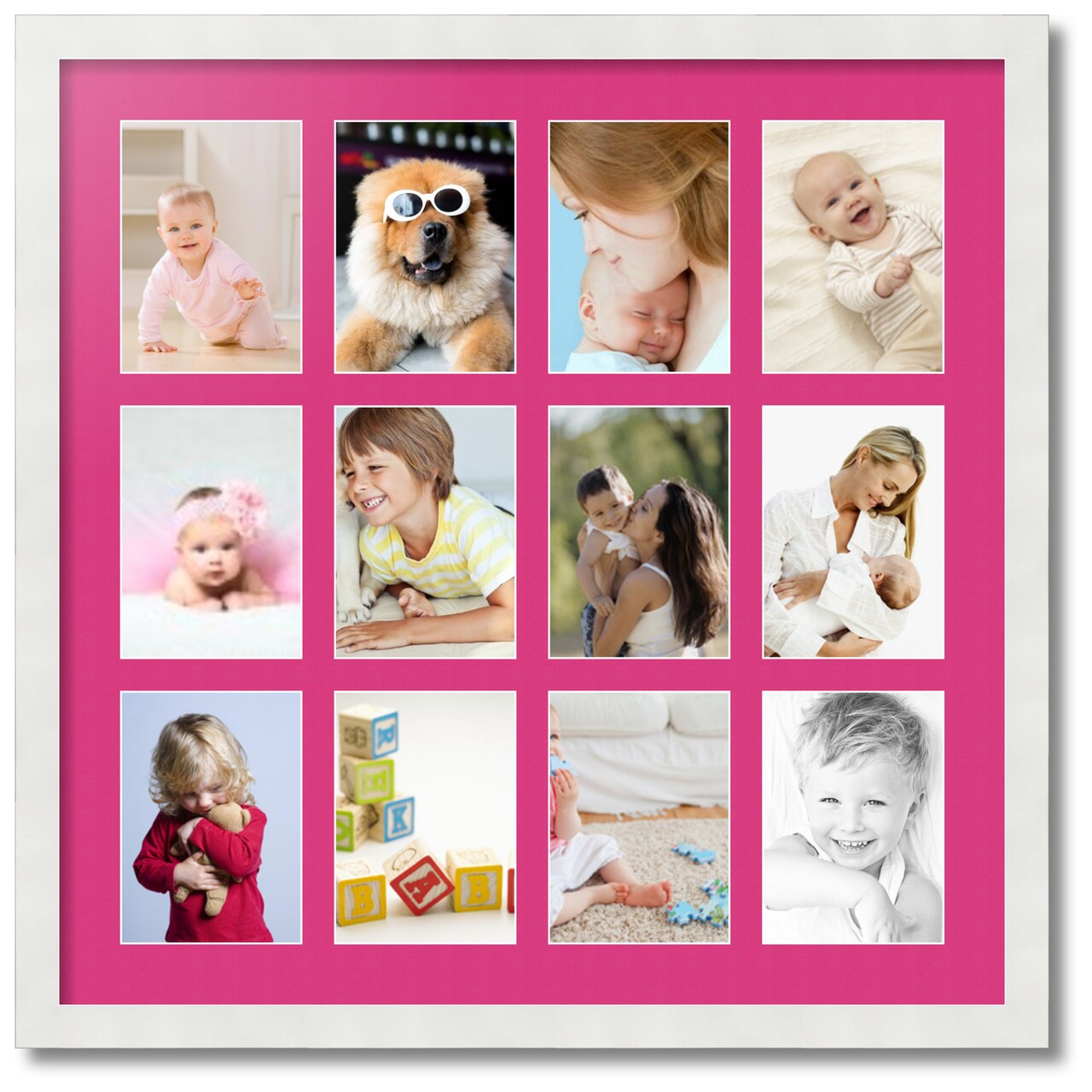 ArtToFrames Collage Photo Picture Frame with 12 - 5x7 inch Openings, Framed in White with Over 62 Mat Color Options and Plexi Glass (CSM-3966-229)